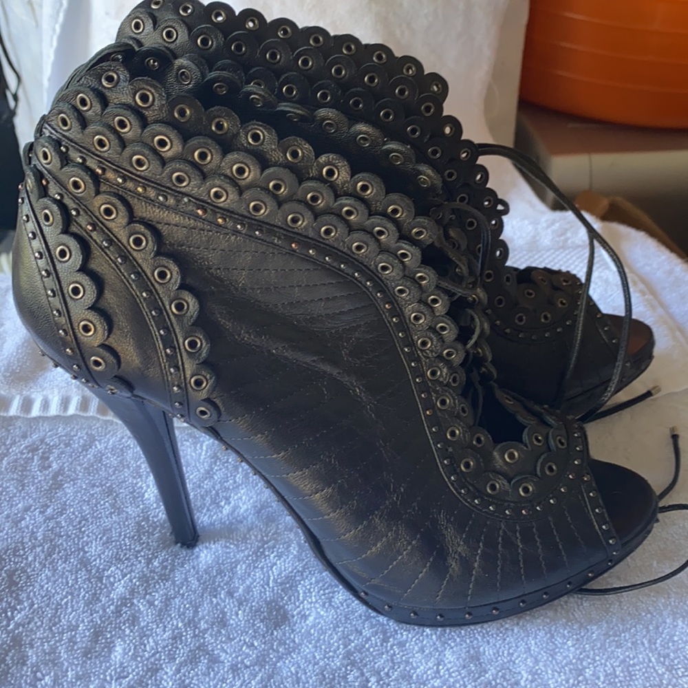 Christian Dior leather 41/2” heels with leather lace ups